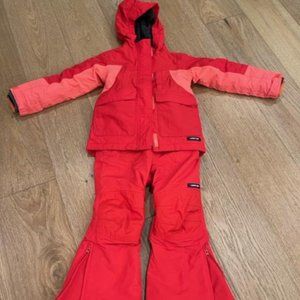 Lands' End Kids Squall Fleece Lined Waterproof Insulated Jacket and Bibs (snow)